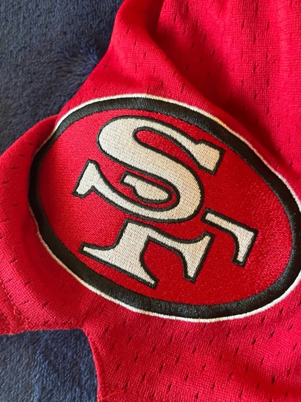 Just Don Red Athletic Shorts with Gold '49ERS' Applique Vintage